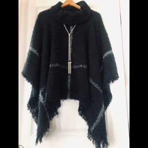 Poncho Black and Gray